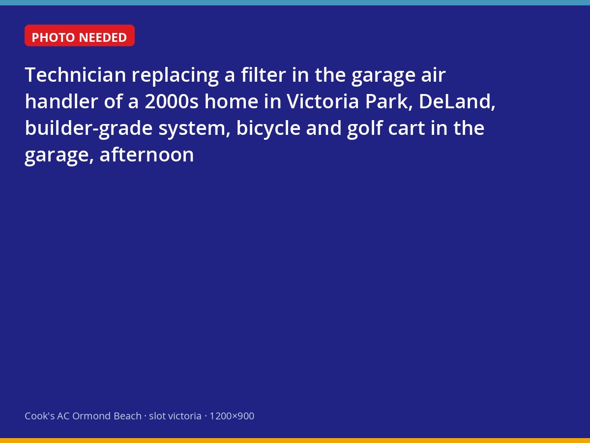 Cook's technician servicing a garage air handler in a Victoria Park home in DeLand