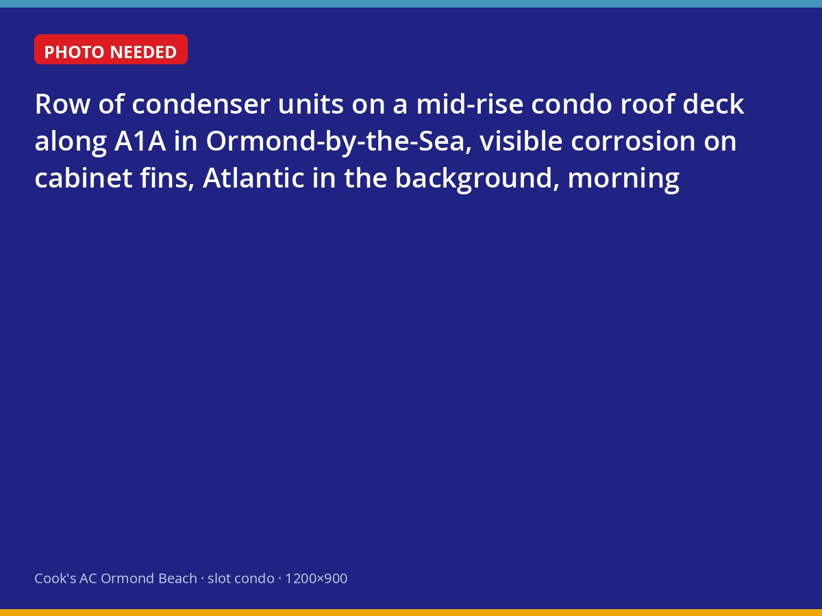 Corroded condenser units on a condominium roof along A1A in Ormond-by-the-Sea