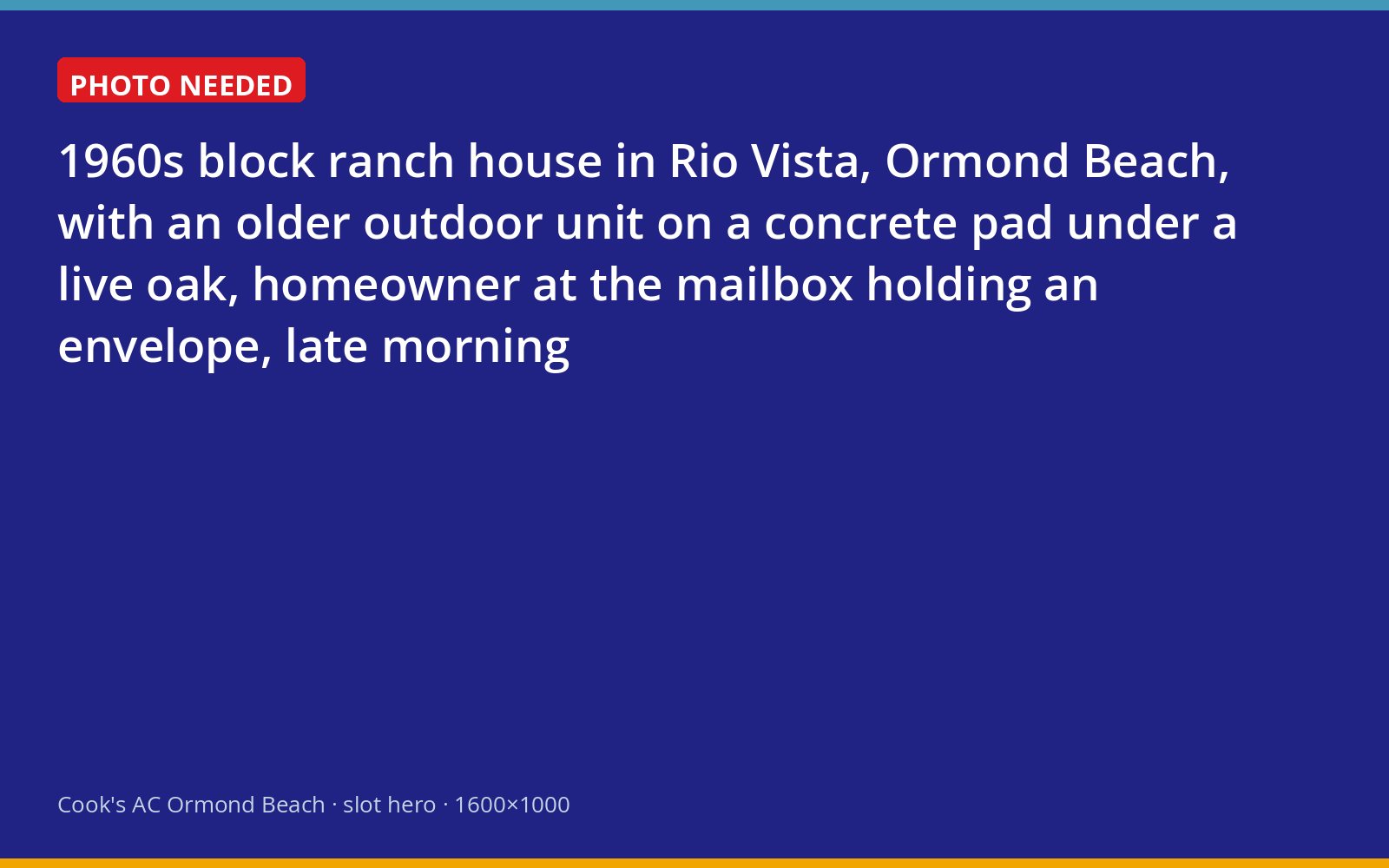 Mid-century ranch home in Rio Vista with an aging outdoor air conditioner under a live oak