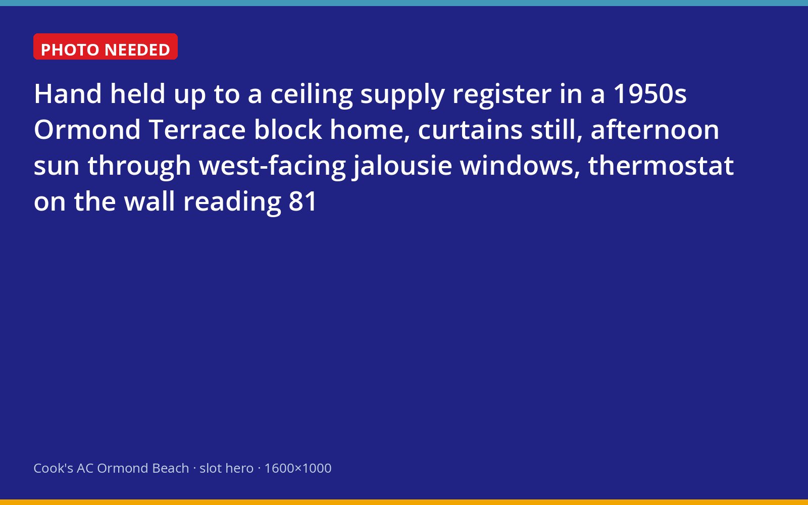 Homeowner feeling warm air from a ceiling vent in an Ormond Terrace home with the thermostat at 81