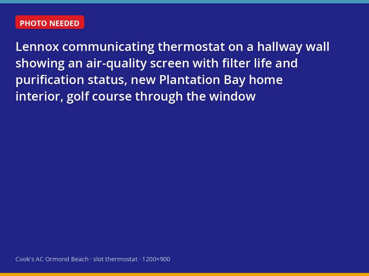 Lennox thermostat displaying Healthy Climate filter and purification status in a Plantation Bay home
