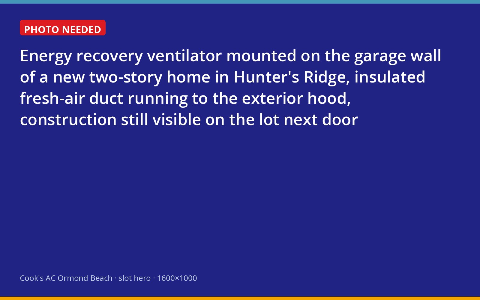 Energy recovery ventilator installed in the garage of a new home in Hunter's Ridge, Ormond Beach