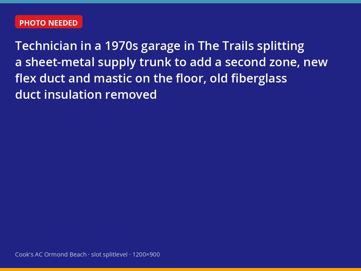 Splitting a 1970s supply trunk in a garage in The Trails to add a second cooling zone