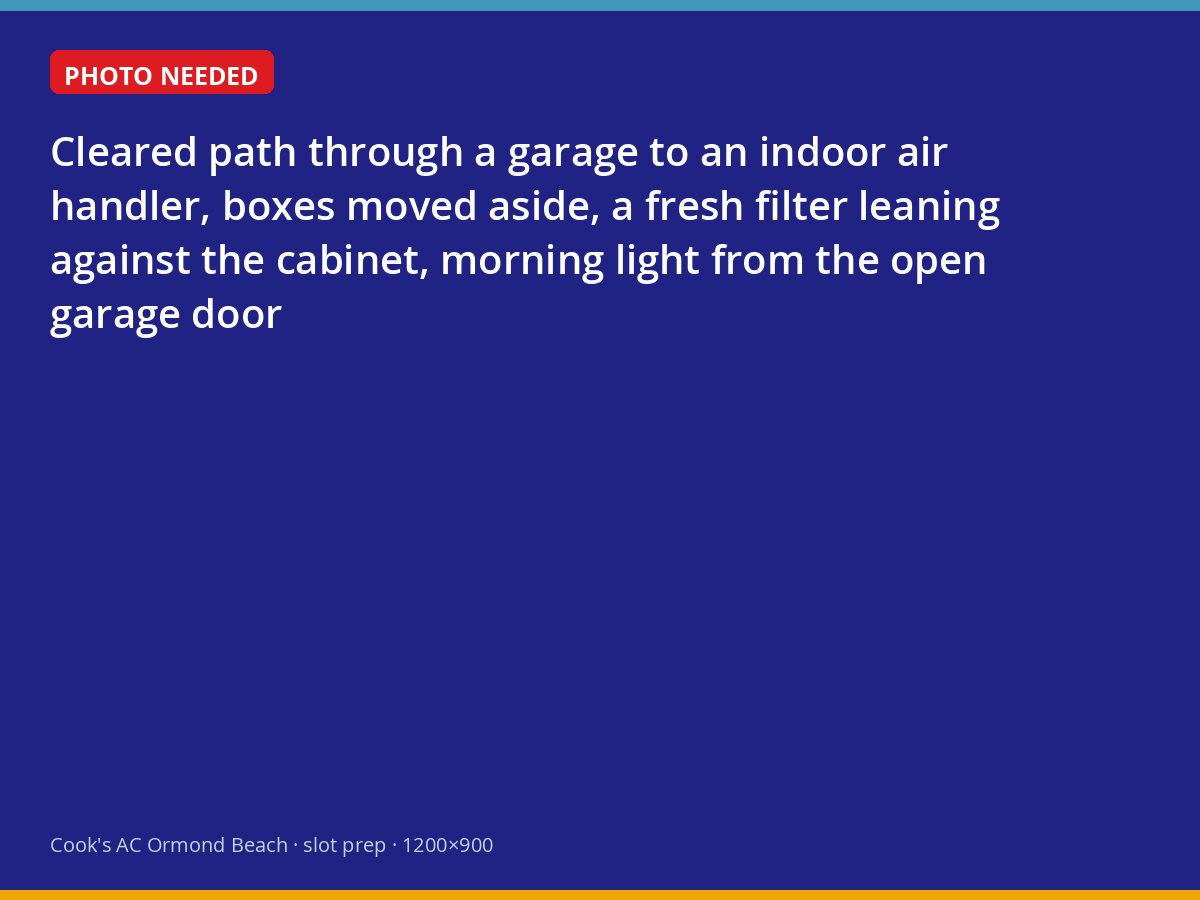 Garage with a clear walkway to the air handler ahead of a service visit