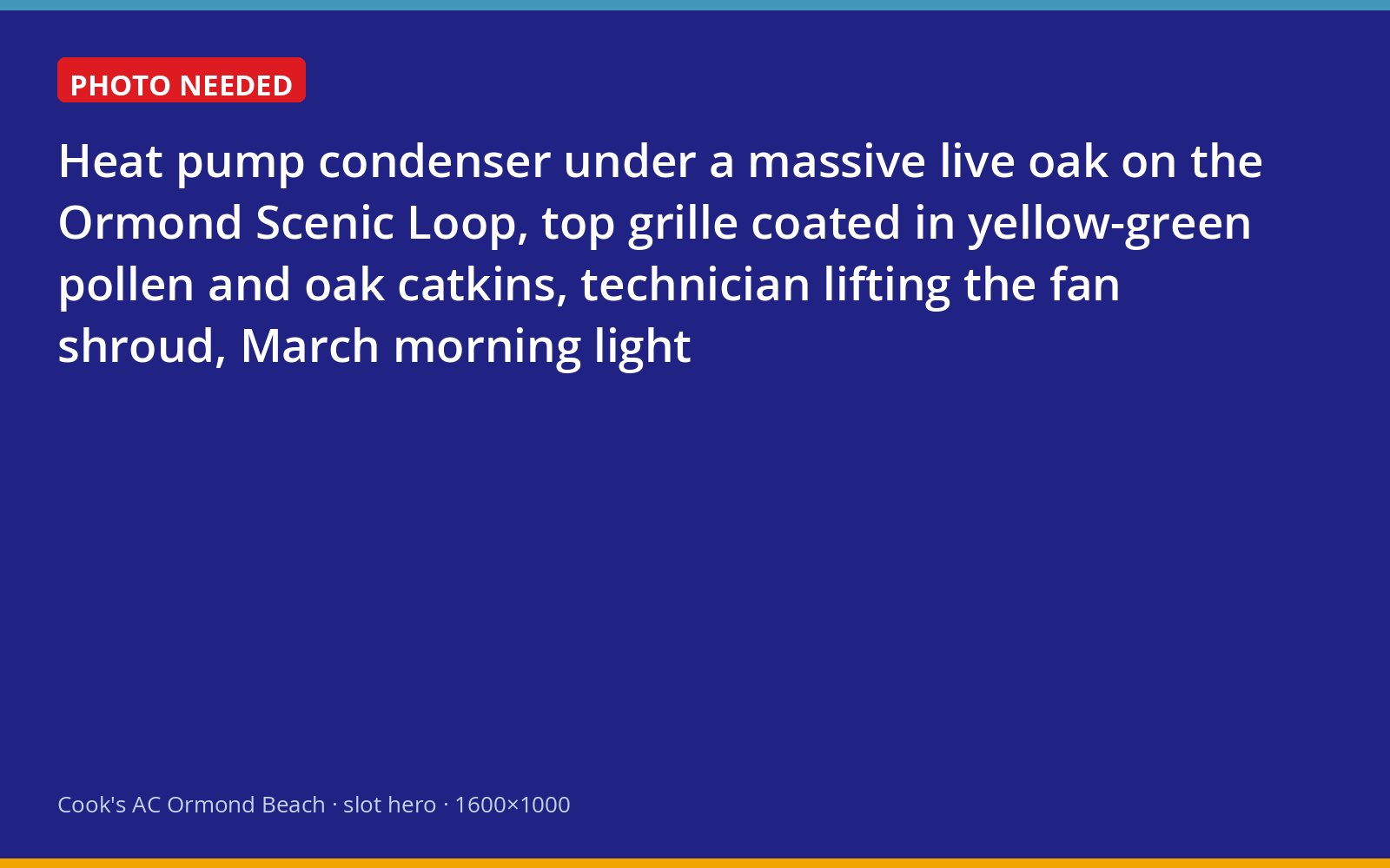 Pollen-covered heat pump beneath a live oak on the Ormond Scenic Loop
